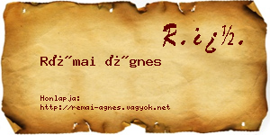 Rémai Ágnes névjegykártya